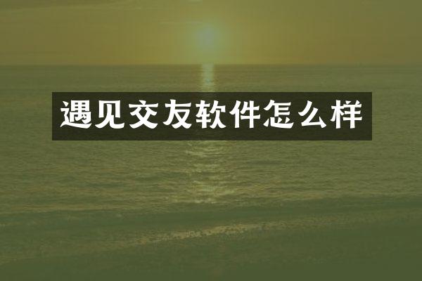 遇见交友软件怎么样