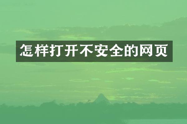 怎样打开不安全的网页