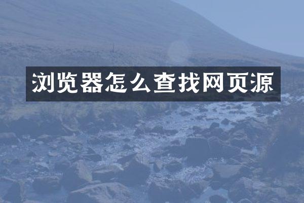 浏览器怎么查找网页源
