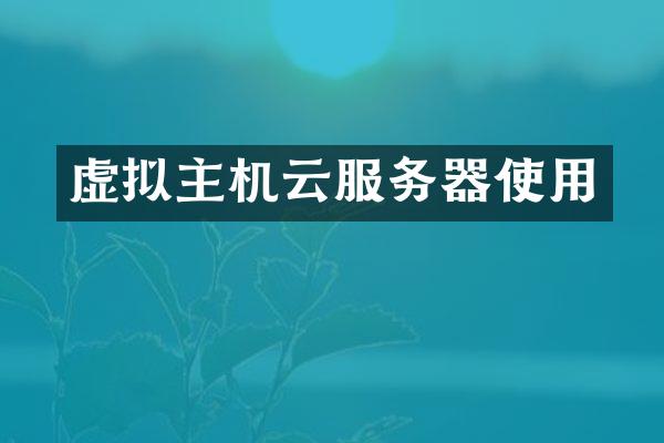虚拟主机云服务器使用