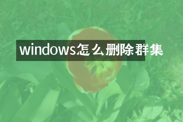 windows怎么删除群集