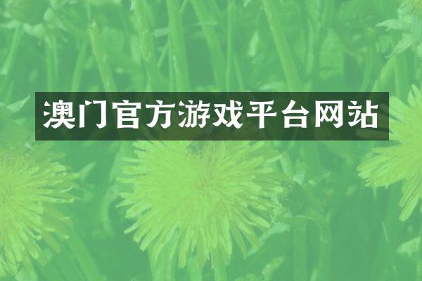 澳门官方游戏平台网站