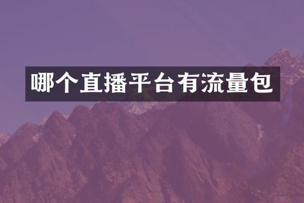 哪个直播平台有流量包