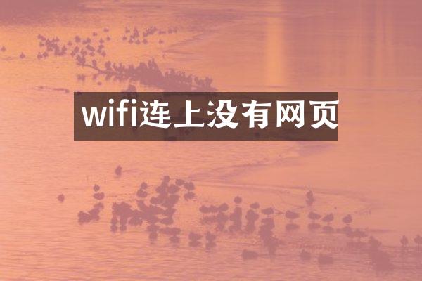 wifi连上没有网页