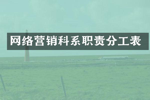 网络营销科系职责分工表