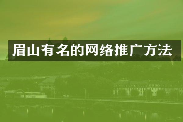 眉山有名的网络推广方法