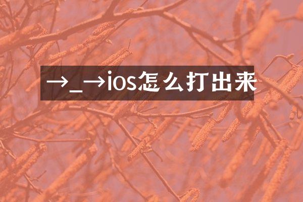 →_→ios怎么打出来