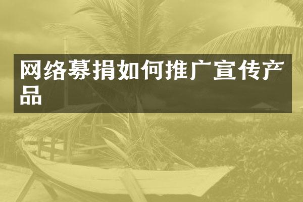 网络募捐如何推广宣传产品