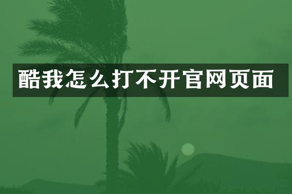 酷我怎么打不开官网页面