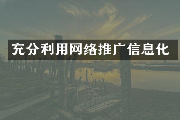 充分利用网络推广信息化