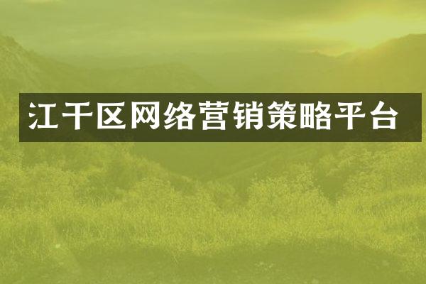 江干区网络营销策略平台