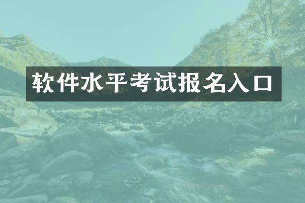 软件水平考试报名入口