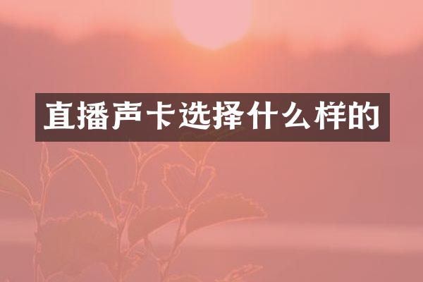 直播声卡选择什么样的