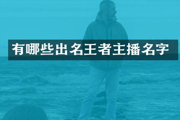 有哪些出名王者主播名字