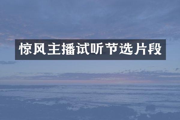 惊风主播试听节选片段