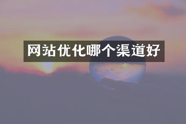 网站优化哪个渠道好