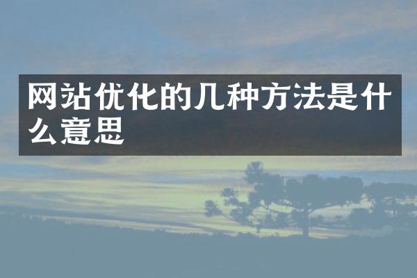 网站优化的几种方法是什么意思