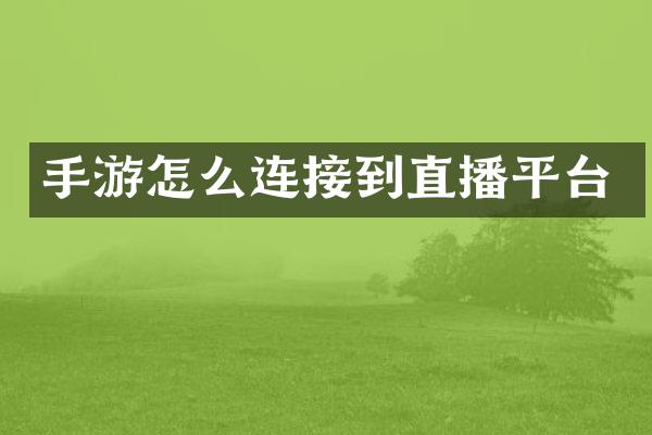 手游怎么连接到直播平台