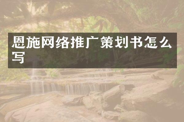 恩施网络推广策划书怎么写