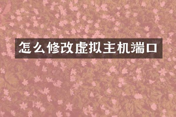 怎么修改虚拟主机端口