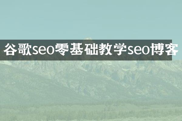 谷歌seo零基础教学seo博客