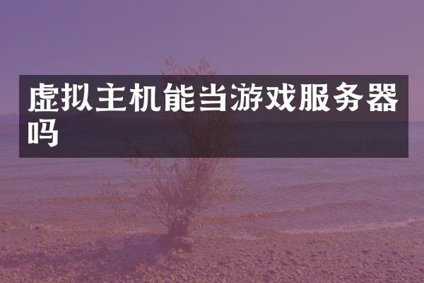 虚拟主机能当游戏服务器吗