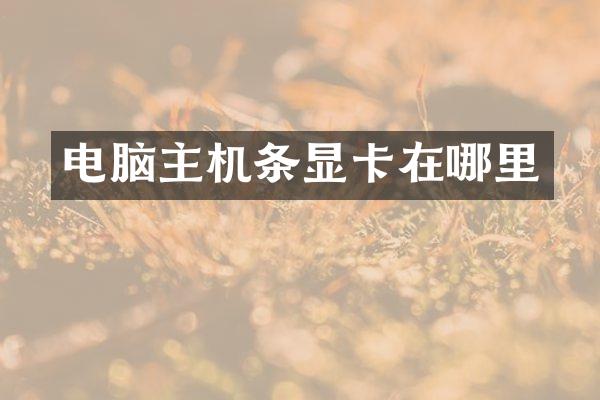 电脑主机条显卡在哪里