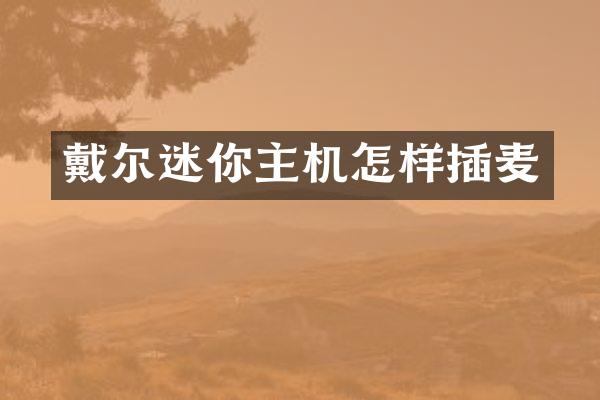 戴尔迷你主机怎样插麦