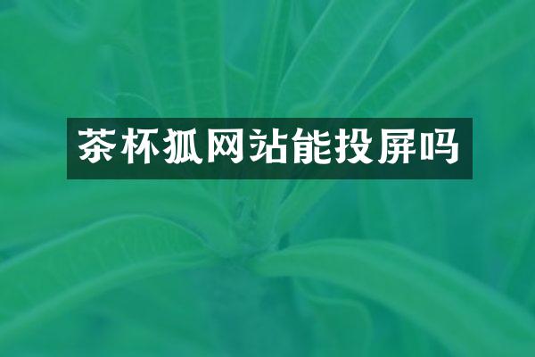 茶杯狐网站能投屏吗