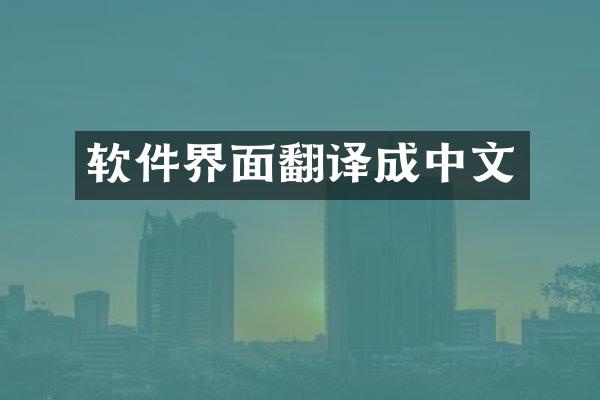 软件界面翻译成中文