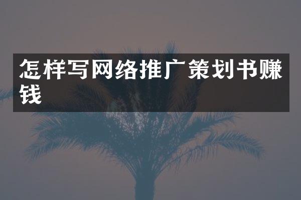 怎样写网络推广策划书赚钱