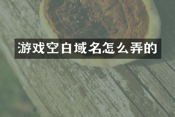 游戏空白域名怎么弄的