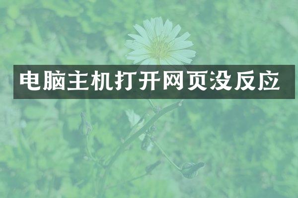 电脑主机打开网页没反应