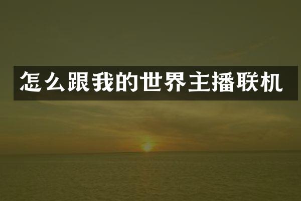 怎么跟我的世界主播联机