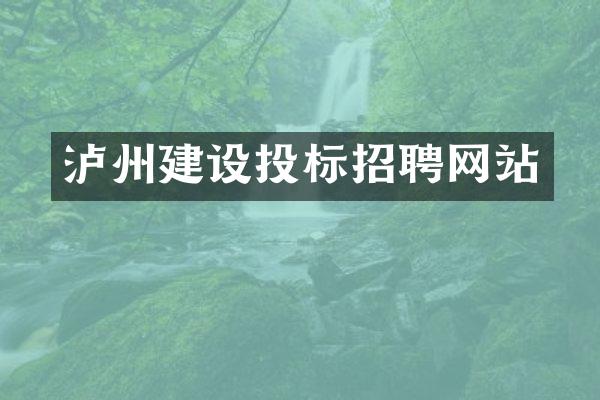 泸州建设投标招聘网站
