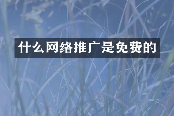 什么网络推广是免费的