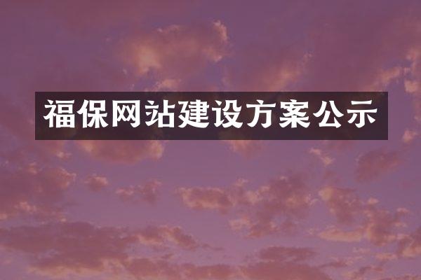 福保网站建设方案公示
