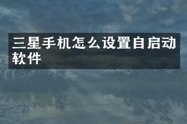 三星手机怎么设置自启动软件
