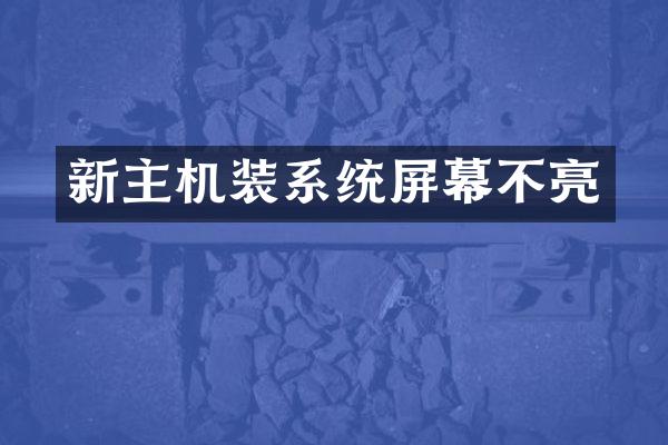 新主机装系统屏幕不亮