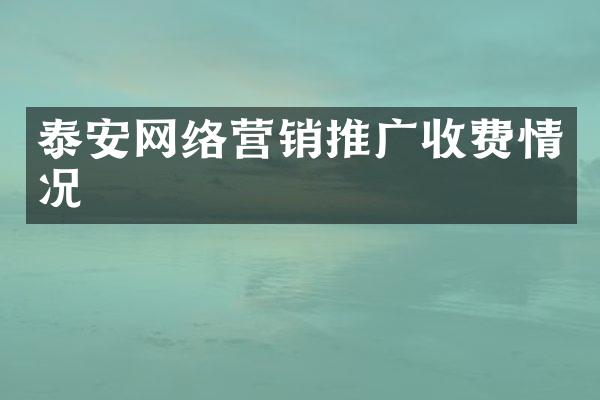 泰安网络营销推广收费情况