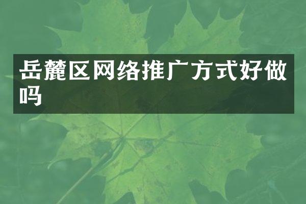 岳麓区网络推广方式好做吗