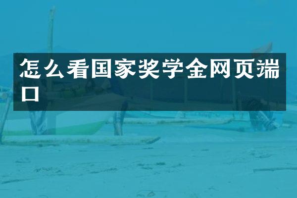 怎么看国家奖学金网页端口