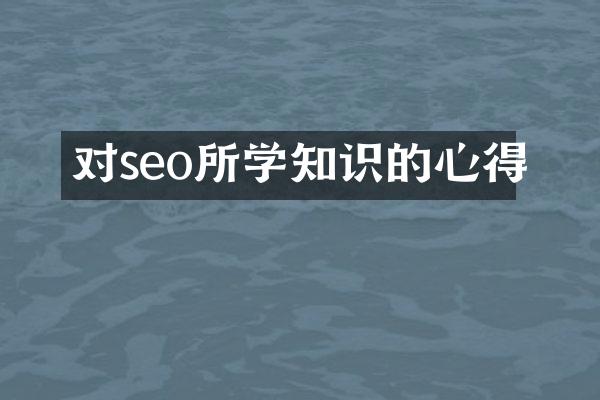 对seo所学知识的心得