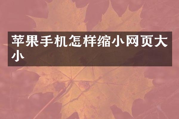 苹果手机怎样缩小网页大小
