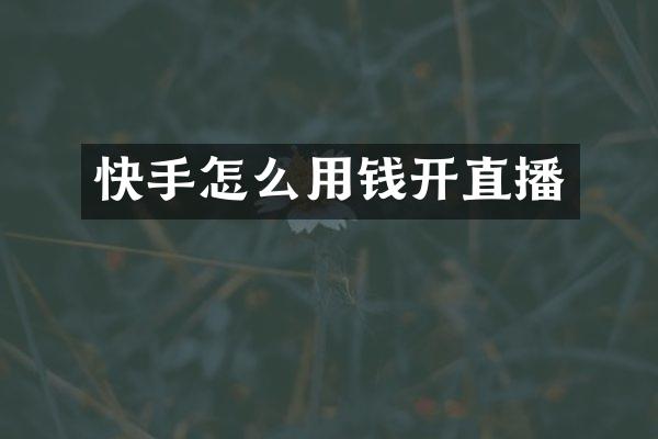 快手怎么用钱开直播