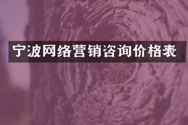 宁波网络营销咨询价格表