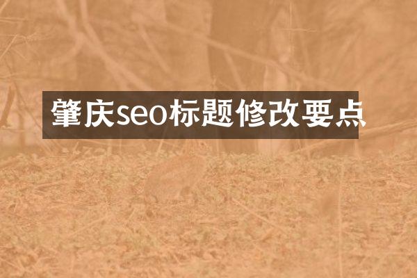 肇庆seo标题修改要点