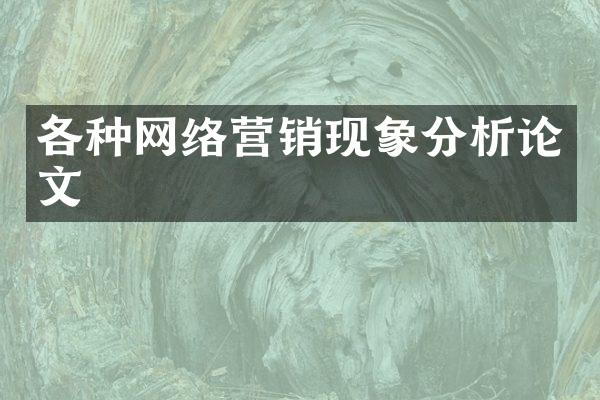 各种网络营销现象分析论文