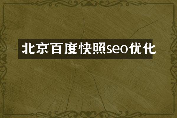 北京百度快照seo优化