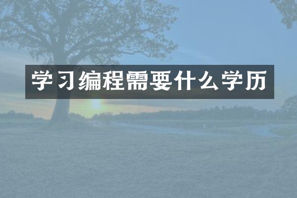 学习编程需要什么学历